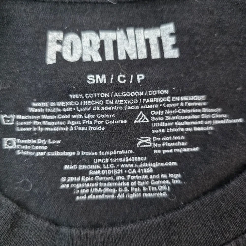 🩵Fortnite Black Neon Graphic Short Sleeve Top Youth Small